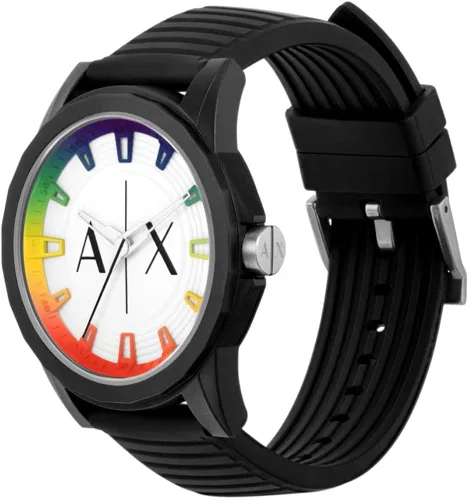 Vista 3 de Armani Exchange - Reloj de vestir con cronógrafo para hombre, con correa de cuero, acero o silicona