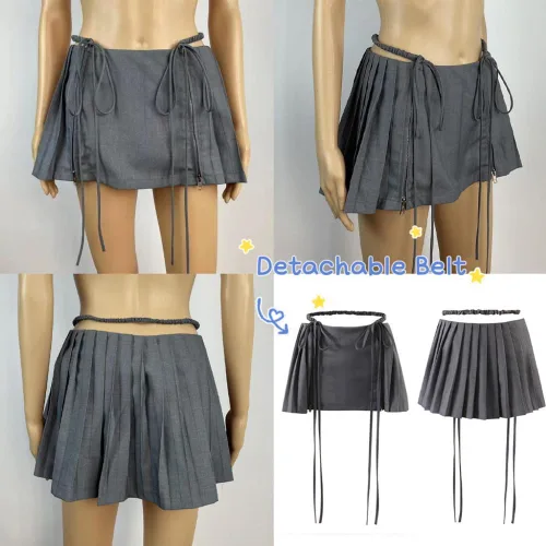 Vista 4 de Mini Skirt Y2k Skirts Preppy Skirt Preppy Clothes Low Rise Pleated Mini Skirt Fairy Cute Skirts for Women