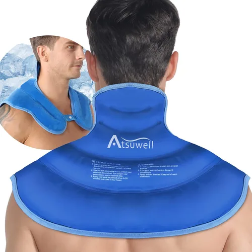 Vista 7 de Atsuwell Bolsa de hielo para el cuello, bolsa de hielo de gel reutilizable para cuello y hombro, envoltura fría para compresión fría de la parte