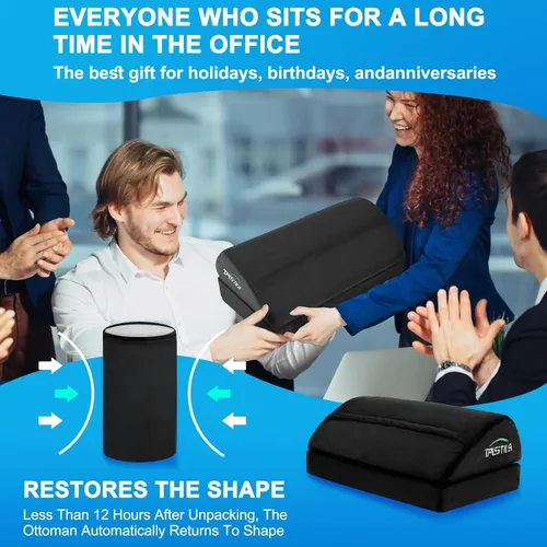 Vista 5 de TALSTILA - Reposapiés para debajo del escritorio en el trabajo, reposapiés con bolsillos cálidos de felpa, reposapiés ergonómico ajustable de espuma