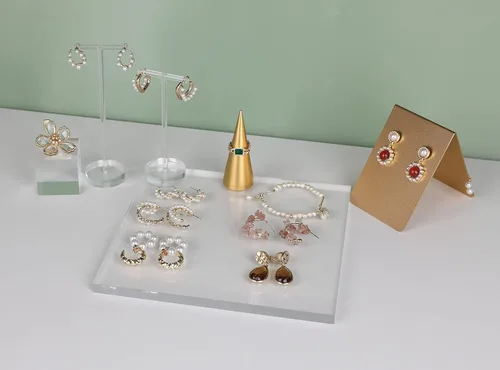 Vista 3 de GemeShou 1 unidad de joyería para fotos expositor de acrílico transparente para anillos aretes pulseras collares accesorios armario exhibición