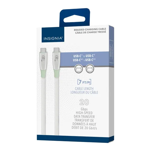 Vista 18 de Insignia Cable trenzado USB-C a USB-C (5 pies, morado claro)