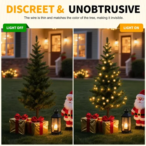 Vista 8 de Guirnalda de 500 luces LED de 164 pies, 8 modos de enchufe, con función de memoria, tira de luces verdes de Navidad para dormitorio, árbol