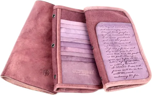 Vista 7 de OLD TREND Cartera de viaje organizadora de cuero genuino Nomad Cartera de mujer con soporte para pasaporte