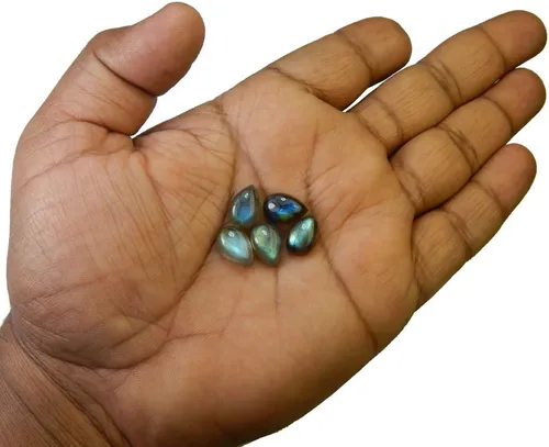 Vista 4 de Myhealingworld Labradorita natural 0.315x0.472 in pera cabujón azul fuego AAA calidad suelta calibrado piedras preciosas para la fabricación