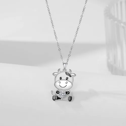 Vista 3 de Lindo collar de animal de plata de ley 925 con colgante de collar de joyería para mujeres, hermana e hija