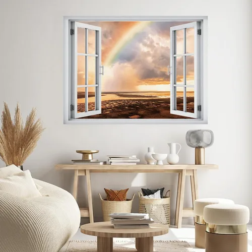 Vista 38 de SIGNWIN Adhesivo de pared removible/mural de pared para ventana, vegetación exuberante y árboles iluminados por el sol, fotografía, realismo