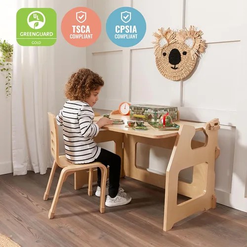 Vista 7 de ECR4Kids Grows with Me - Escritorio para sentarse o de pie, muebles para niños, natural