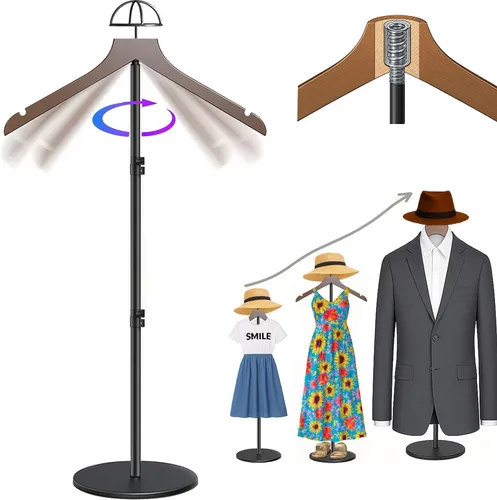 Vista 11 de Soporte para camisetas (negro, 44.5 pulgadas con soporte para sombreros, 1 unidad)