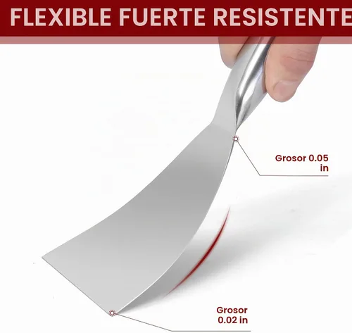Vista 4 de Cuchillo de masilla de 6 pulgadas, herramienta raspadora de una sola pieza de acero inoxidable completamente pulido de calidad premium para acabado