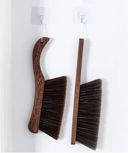 Vista 7 de Escoba de mano, escoba de mano para cepillo de cama, cepillo de pelo de caballo con mango de madera, cepillo de cama extendido, para automóvil