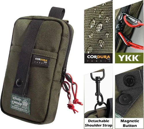 Vista 3 de Rough Enough - Bolso bandolera pequeño para teléfono celular, bolsa táctica para hombre
