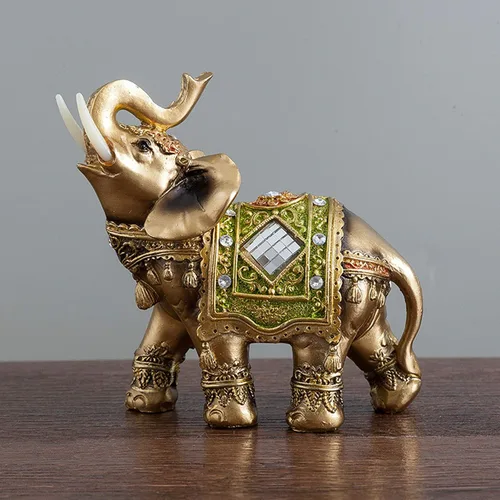 Vista 3 de Estatua de elefante, escultura de elefante de Feng Shui, figura de riqueza de la suerte para el hogar, oficina, tienda, decoración de regalo