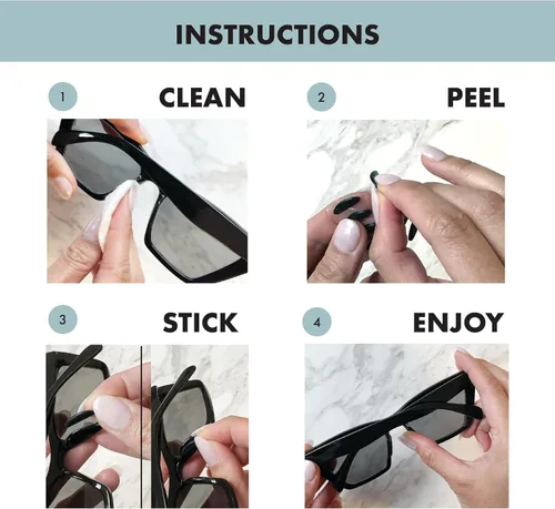 Vista 6 de NOSE FRIEND® 10 pares (negro y transparente), almohadillas de nariz de 0.047 pulgadas (0.047 in) de grosor para gafas, antideslizantes, puente