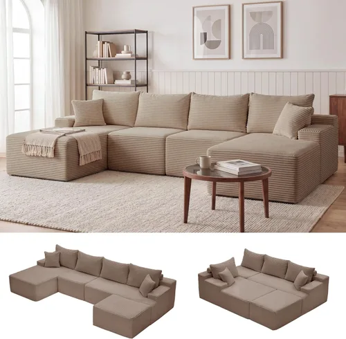 Vista 30 de Mangodan - Sofá seccional en forma de nube, sofá sin huesos para sala de estar, sofá seccional modular con asiento profundo, sofá esponjoso y cómodo