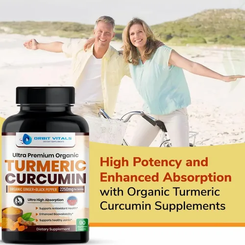 Vista 7 de Curcumina de cúrcuma con pimienta negra y jengibre 2250 mg – Suplemento de cúrcuma ultra potente con 95% de curcuminoides y bioperina para apoyo