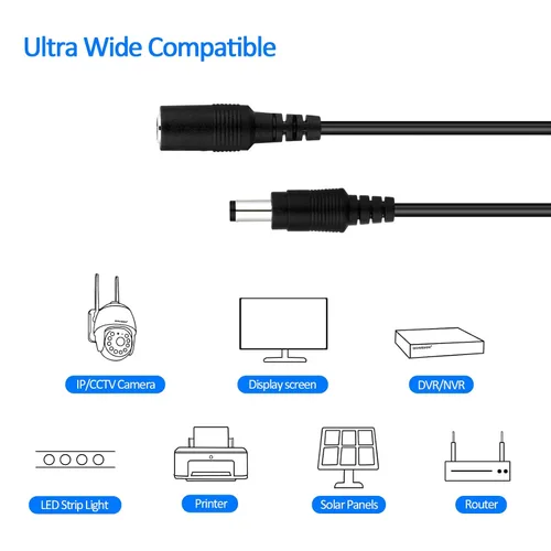 Vista 5 de BOAVISION Cable de extensión de 12 V CC, cable de extensión de 16.5 pies, cable de CC de 0.083 in x 0.217 in, compatible con cable adaptador