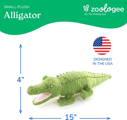 Vista 3 de The Petting Zoo Peluche de cocodrilo, regalos para niños, animales de vida silvestre Earth Keeperz, juguete de peluche de cocodrilo verde Zoologee