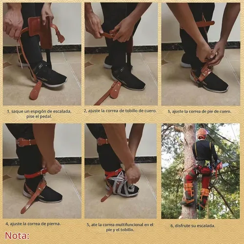 Vista 7 de Tree Climbing Spikes, Tree Climbing Gear with Non-Slip Pedal, Adjustable Tree Climbing Tool Set