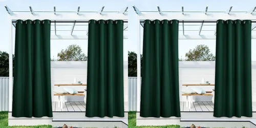 Vista 132 de NICETOWN Cortina para Exteriores para Patio Impermeable de 84 Pulgadas de Ancho, Aislamiento Térmico con Ojales Antioxidantes Bloqueo UV Cortina