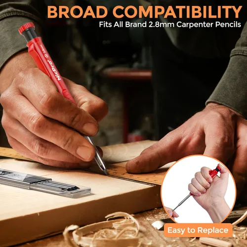 Vista 4 de Nicpro 24 Piezas de Recarga de Plomo para Lápices de Carpintero 2.8mm, Plomo Resistente a las Roturas para Lápices de Construcción y Carpintería
