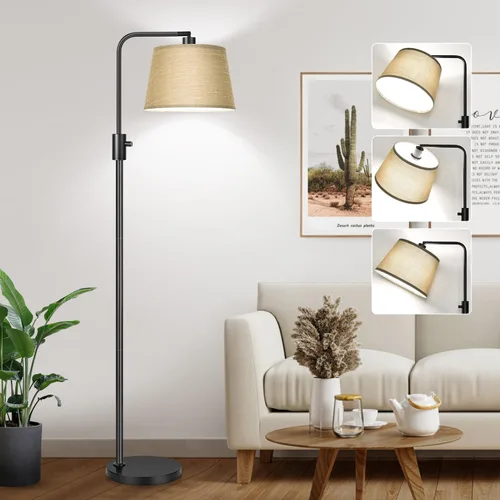 Vista 9 de Nintiue [Actualizada] Lámpara de pie regulable, bombilla LED Edison de 1000 lúmenes incluida, pantalla negra, lámpara de pie alta moderna de arco