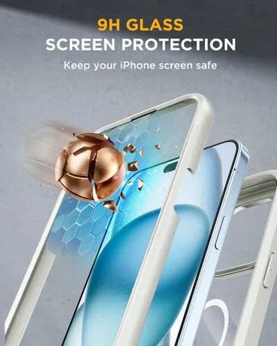 Vista 6 de Miracase Funda magnética para iPhone 15 Plus de 6.7 pulgadas [compatible con Magsafe] funda protectora de teléfono militar de cuerpo completo a