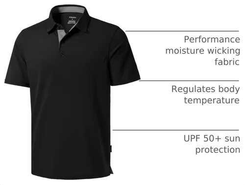 Vista 4 de Polo de golf para hombre, secado rápido, absorbe la humedad, manga corta A-Negro