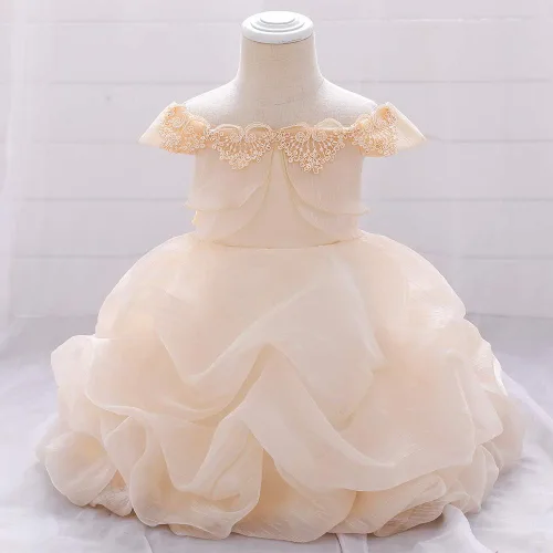 Vista 3 de Vestido de princesa con lentejuelas bordadas con hombros descubiertos y lentejuelas para niñas pequeñas, vestidos de fiesta de dama de honor