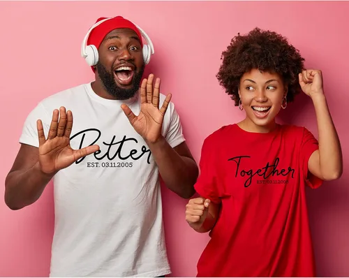 Vista 6 de Personalizado Love T-Shirt Pareja a juego Día de San Valentín regalo de boda Set