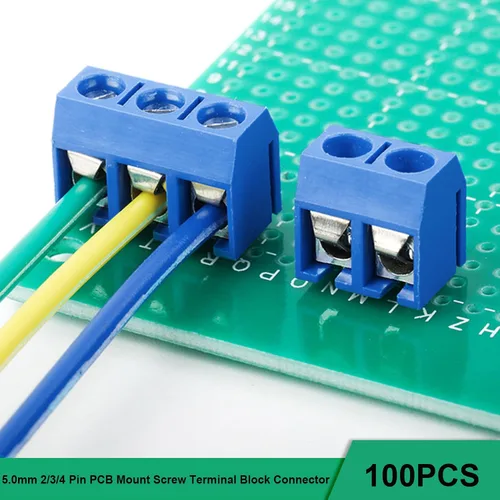 Vista 6 de 100 conectores de bloque de terminales de tornillo de montaje en PCB 2P 3P 4P 5mm/0.2inch para Arduino y proyectos de electrónica doméstica Cable