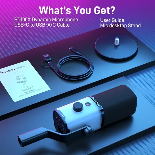 Vista 7 de MAONO Kit de brazo dinámico de micrófono: paquete de micrófono con cancelación de ruido para juegos, podcast, estudio, grabación de transmisión