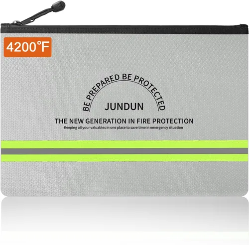 Vista 10 de Jundun - Bolsas de documentos ignífugas, de 13.4 x 9.4 pulgadas, impermeables y resistentes al fuego, con cremallera para archivos, documentos A4