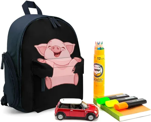 Vista 3 de Cute Pig Mini Travel Backpack Casual Lightweight Hiking Shoulders Bags with Side Pockets