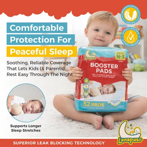 Vista 2 de Almohadillas elevadoras de pañales durante la noche, detén fugas durante la noche, insertos de pañales con adhesivo para pieles sensibles – Se