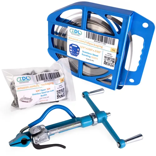 Vista 14 de IDL Packaging Kit de bandas de acero inoxidable 201 de 1/2 pulgada, herramienta de bandas de alta resistencia + bobina de bandas de acero inoxidable