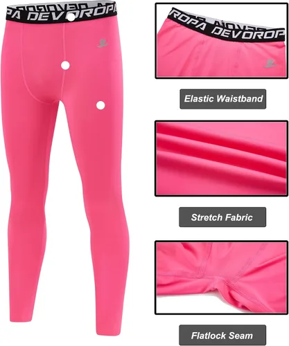 Vista 5 de DEVOROPA Leggings de compresión para niños y jóvenes, mallas deportivas con forro polar térmico