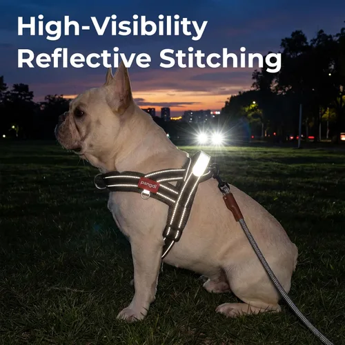 Vista 6 de Arnés para perro sin tirón con asa, chaleco reflectante ajustable Corgi, arnés para mascotas acolchado con malla de aire transpirable con clip