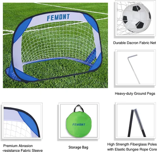 Vista 4 de Juego de porterías de fútbol para patio trasero, redes de fútbol portátiles de 4 x 2.5 pies con bolsa de transporte para juegos