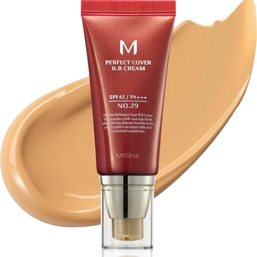 Vista 13 de MISSHA M Perfect Cover BB Cream No 31. Beige dorado - Medio/bronceado con subtono neutro SPF 42 PA +++ 1.69 fl oz - Hidratante teñido con SPF