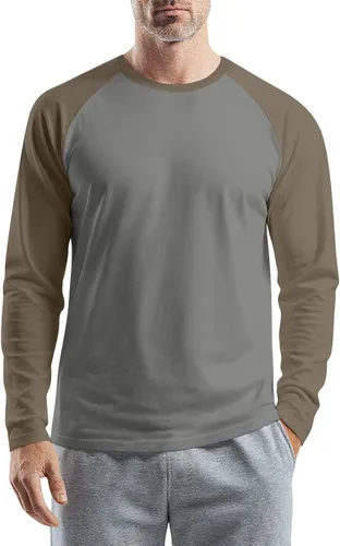 Vista 24 de Camisas de manga larga para hombre, camiseta casual de cuello redondo, suave, elástica, M-3XL