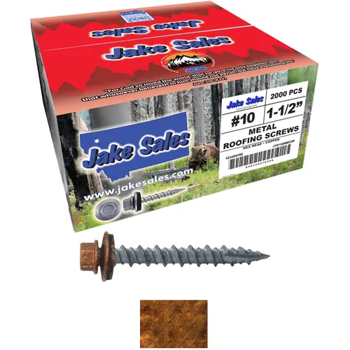 Vista 26 de 10 tornillos para techos de metal gris ABC de 1-1/2 pulgadas, cabezal de arandela hexagonal, arranque automático/roscado, arandela EPDM. 1 bolsa