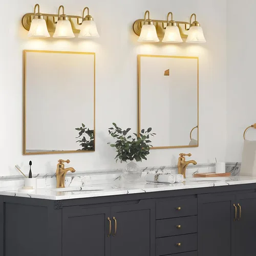Vista 6 de EJIAXIN Lámpara de baño de 3 luces sobre espejo – Accesorios de iluminación vintage para baño, lámpara de pared fácil de instalar, luces de tocador