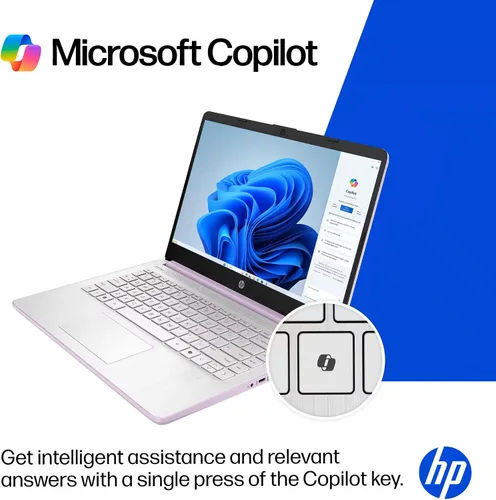 Vista 6 de HP Computadora portátil ultra ligera de 14 pulgadas 2026 Premium, MS Office, Copilot AI, CPU Intel de 4 núcleos, RAM DDR5 de 4 GB, almacenamiento