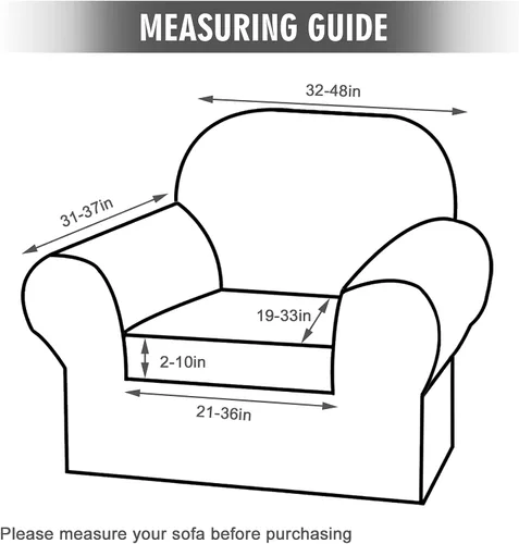 Vista 5 de Funda elástica de terciopelo para sofá de 2 piezas, funda de sofá individual, protector de muebles para sofá de 1 cojín con parte inferior elástica