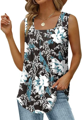 Vista 2 de Blusas para Mujer Cuello cuadrado sin Mangas tanque Chaleco Color sólido Playa Camisetas ropa 2023 Camisetas de Moda