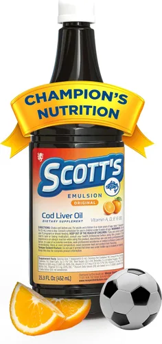 Vista 16 de SCOTT'S EMULSION Aceite de hígado de bacalao líquido para niños, sabor a cereza, apoya el crecimiento, la inmunidad y la salud ósea, rico en omega 3