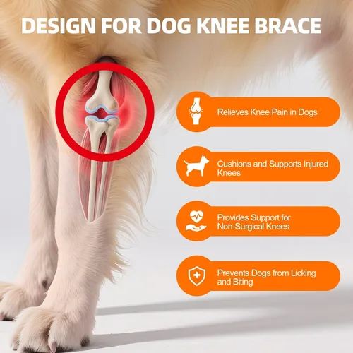 Vista 2 de Rodillera para perro para pierna trasera desgarrada del ACL, soporte ajustable para cadera de perro para pierna trasera con estabilizadores