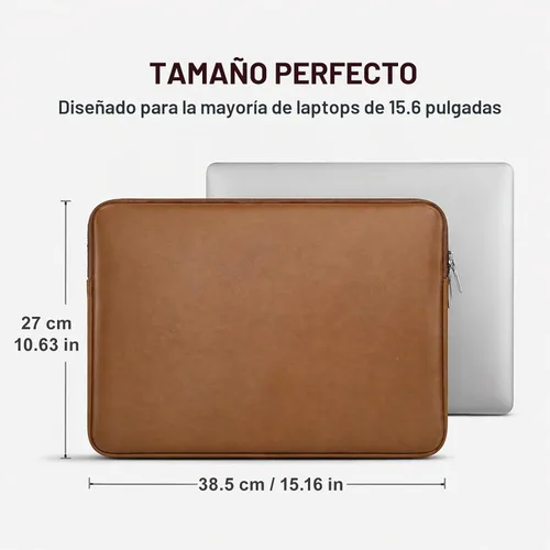 Vista 6 de RAINYEAR - Funda protectora de piel sintética suave para laptop de 15.6 Marrón