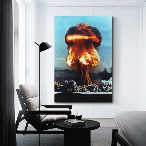 Vista 3 de LGDSBHH Pósteres de propaganda retro con bomba atómica nuclear y escena de explosión, pósteres de pintura en lienzo, pósteres de pintura decorativa